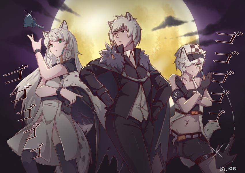 pramanix, silverash, and cliffheart (arknights and 2 more) drawn by huan_jiu