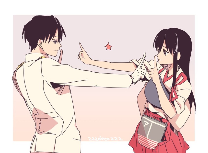 admiral and akagi (kantai collection) drawn by deco_(geigeki_honey)
