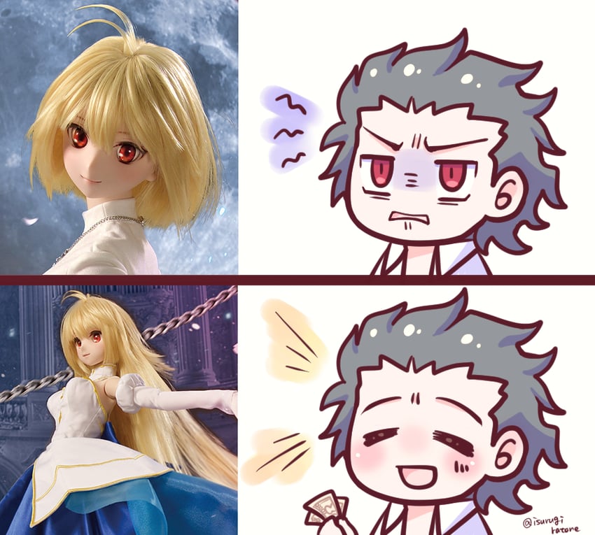 arcueid brunestud, archetype earth, and michael roa valdamjong (tsukihime) drawn by isurugiratone