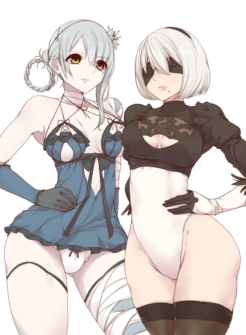 2b and kaine (nier:automata and 1 more) drawn by tyranu