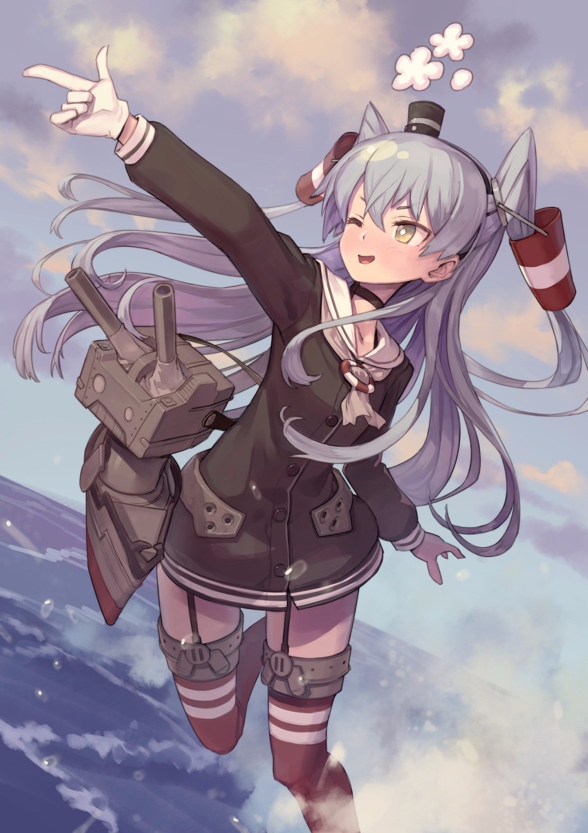 amatsukaze and rensouhou-kun (kantai collection) drawn by katahira_(hiyama)