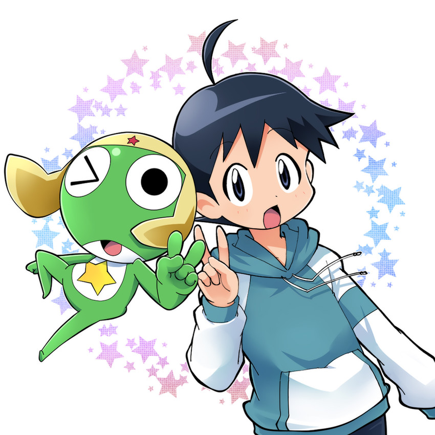 keroro and hinata fuyuki (keroro gunsou) drawn by hakkatou