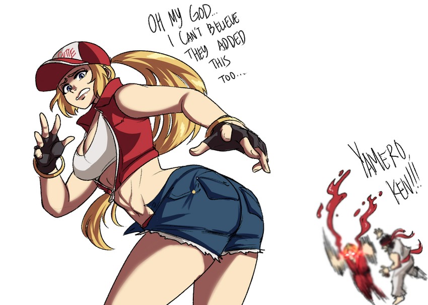ryu, ken masters, and terry bogard (street fighter and 5 more) drawn by tina_fate