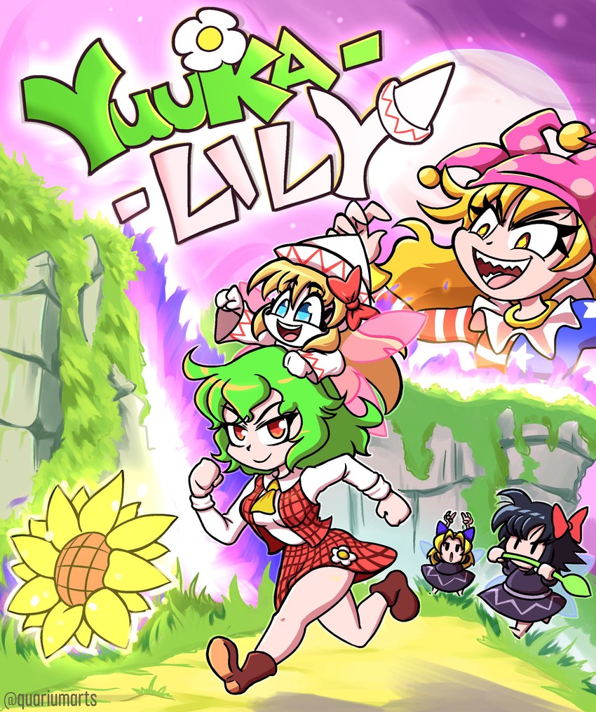 kazami yuuka, clownpiece, and lily white (touhou and 1 more) drawn by quarium