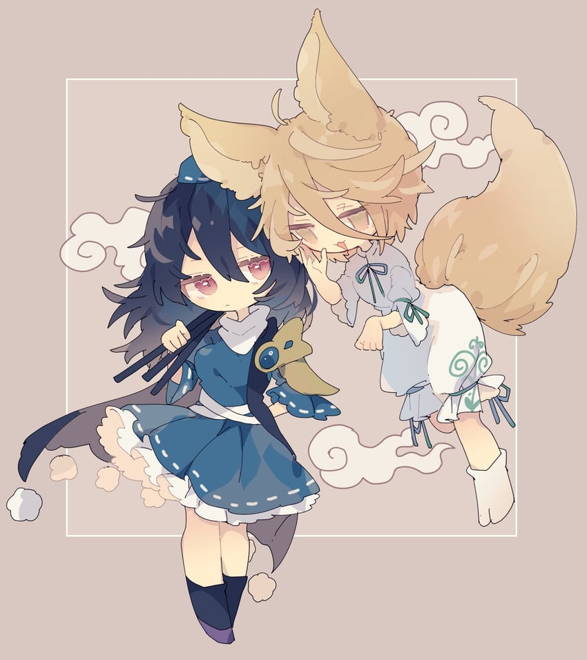 kudamaki tsukasa and iizunamaru megumu (touhou) drawn by nikorashi-ka