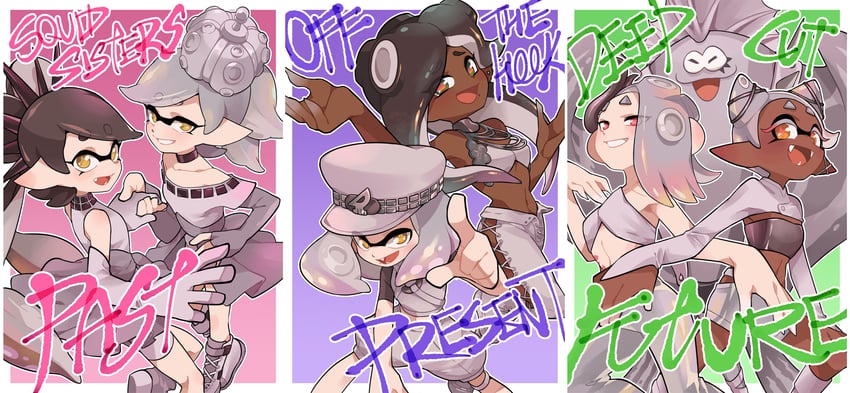 shiver, marina, callie, frye, marie, and 2 more (splatoon and 1 more) drawn by gomipomi