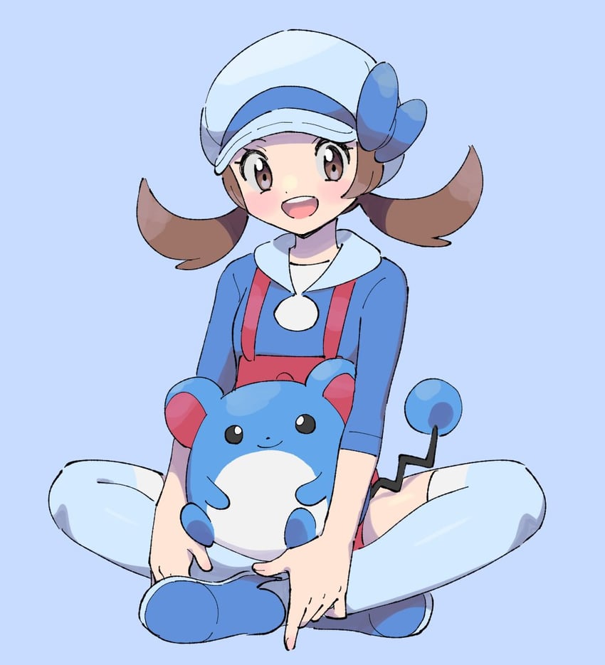 lyra and marill (pokemon and 1 more) drawn by pumpkinpan