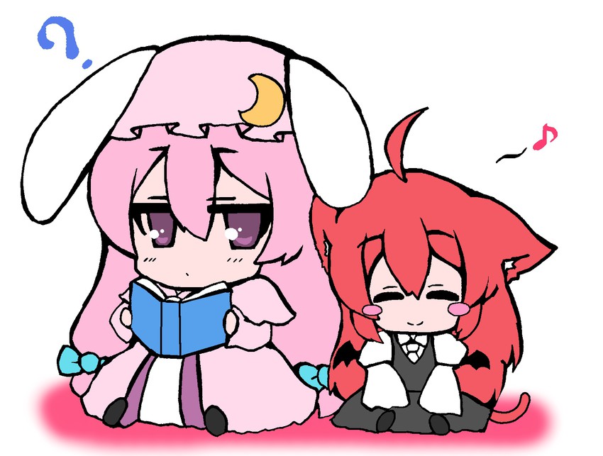 patchouli knowledge and koakuma (touhou) drawn by bonobono_(en-rai)