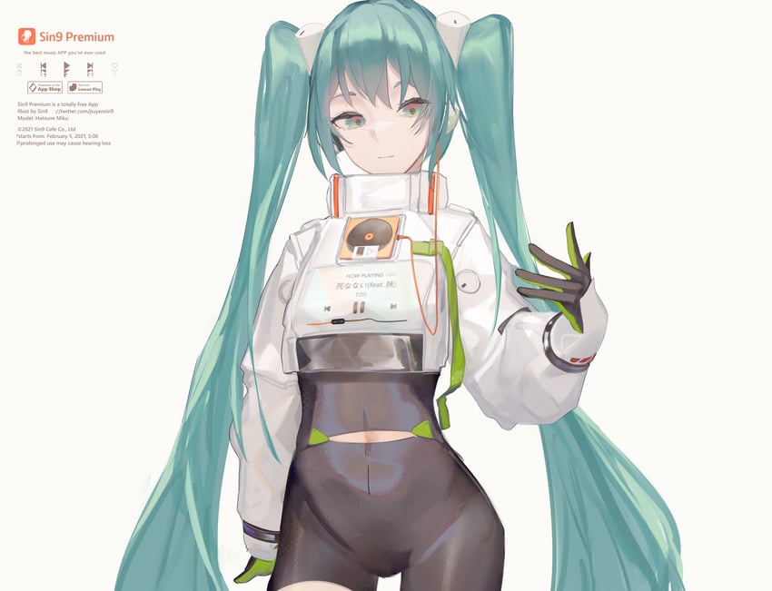 hatsune miku and racing miku (vocaloid and 1 more) drawn by sin9