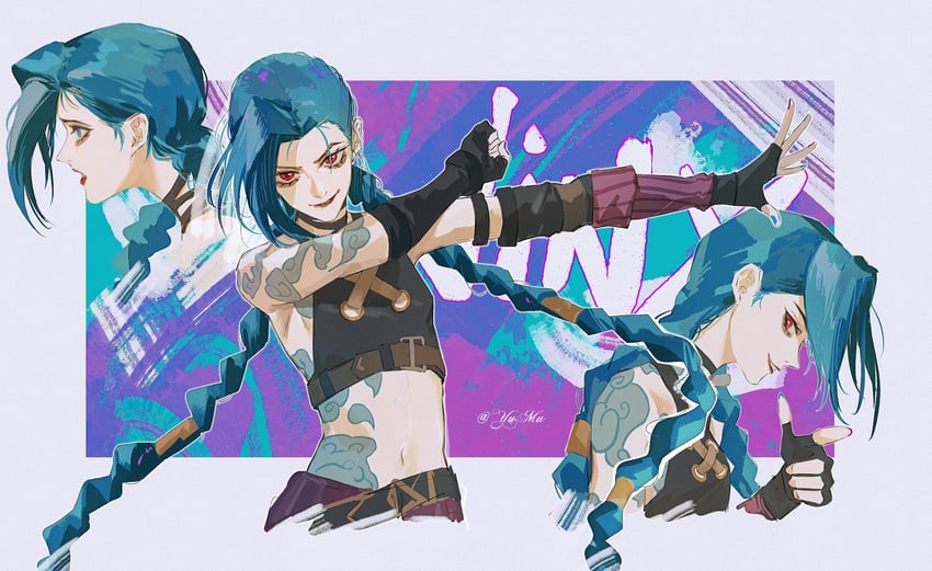 jinx and arcane jinx (league of legends and 1 more) drawn by yumu_(8181018)