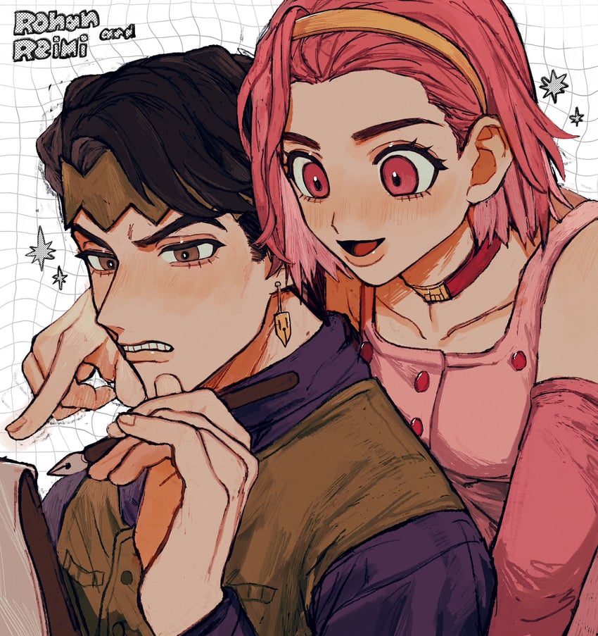 kishibe rohan and sugimoto reimi (jojo no kimyou na bouken and 1 more) drawn by neg_50asu