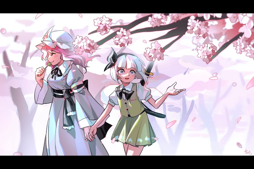 konpaku youmu and saigyouji yuyuko (touhou) drawn by favnvs_(s910a_ib6)