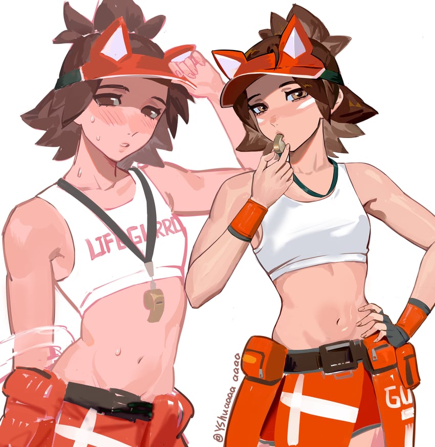 kiriko and lifeguard kiriko (overwatch and 1 more) drawn by yshua