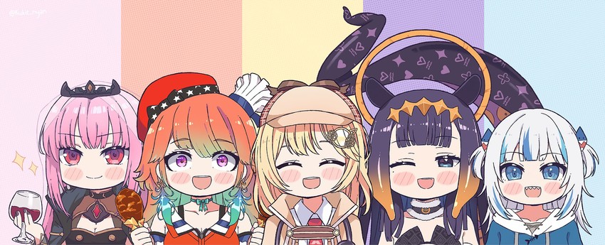 gawr gura, mori calliope, ninomae ina'nis, takanashi kiara, and watson amelia (hololive and 1 more) drawn by kukie-nyan