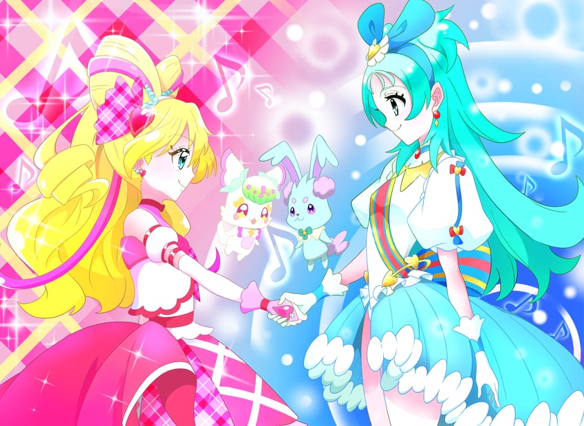 sakura uta, cure idol, purirun, princess ripple, and sorano minamo (precure and 2 more) drawn by 0dm3855p09p3y9a