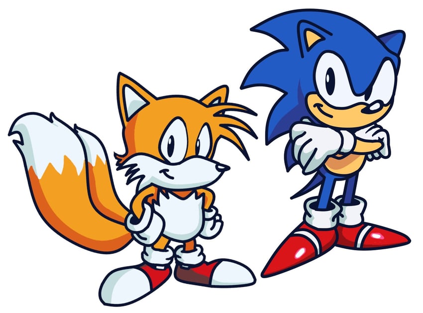 sonic the hedgehog, tails, classic sonic, and classic tails (sonic) drawn by y3