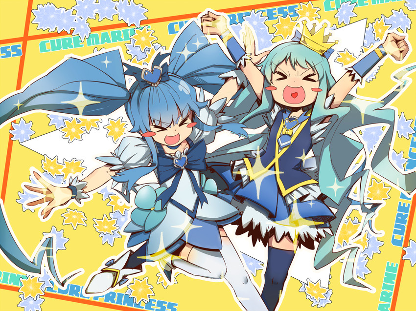 kurumi erika, cure marine, shirayuki hime, and cure princess (precure and 2 more) drawn by hc2002