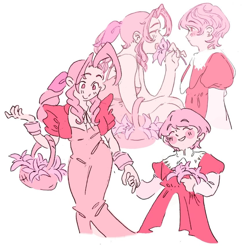 aerith gainsborough and joshua rosfield (final fantasy and 2 more) drawn by neirorien