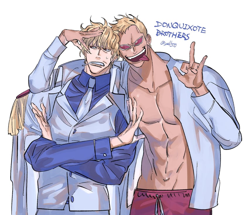 donquixote doflamingo and donquixote rocinante (one piece) drawn by yellggg