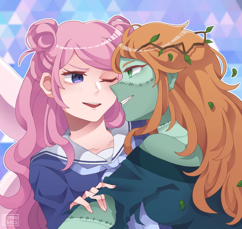 ldshadowlady and zombiecleo (minecraft youtube and 1 more) drawn by yuu_(yyuuraii)