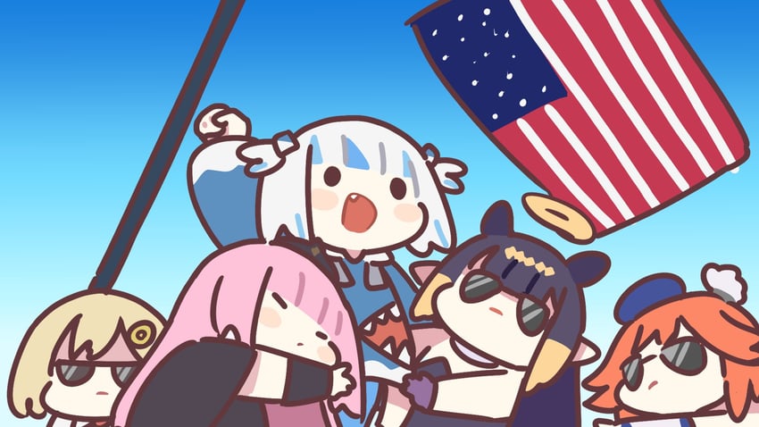 gawr gura, mori calliope, ninomae ina'nis, takanashi kiara, and watson amelia (hololive and 1 more) drawn by takeru_(hashiru11275)