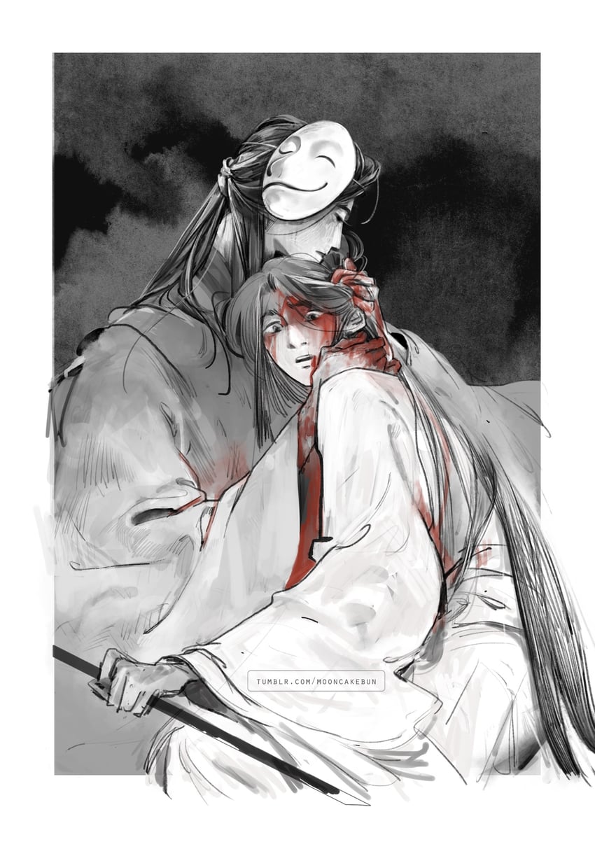 xie lian, jun wu, and bai wuxiang (tianguan cifu) drawn by mooncakebun