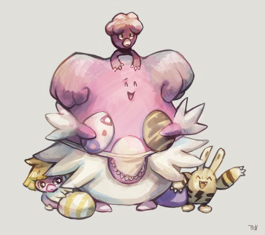 blissey, elekid, smoochum, and magby (pokemon and 1 more) drawn by glitchedpuppet