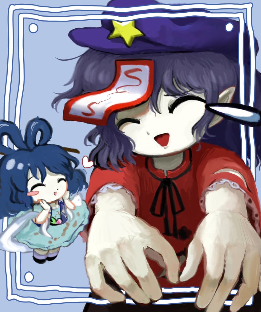 kaku seiga and miyako yoshika (touhou) drawn by rusuban_(yakumora_n)