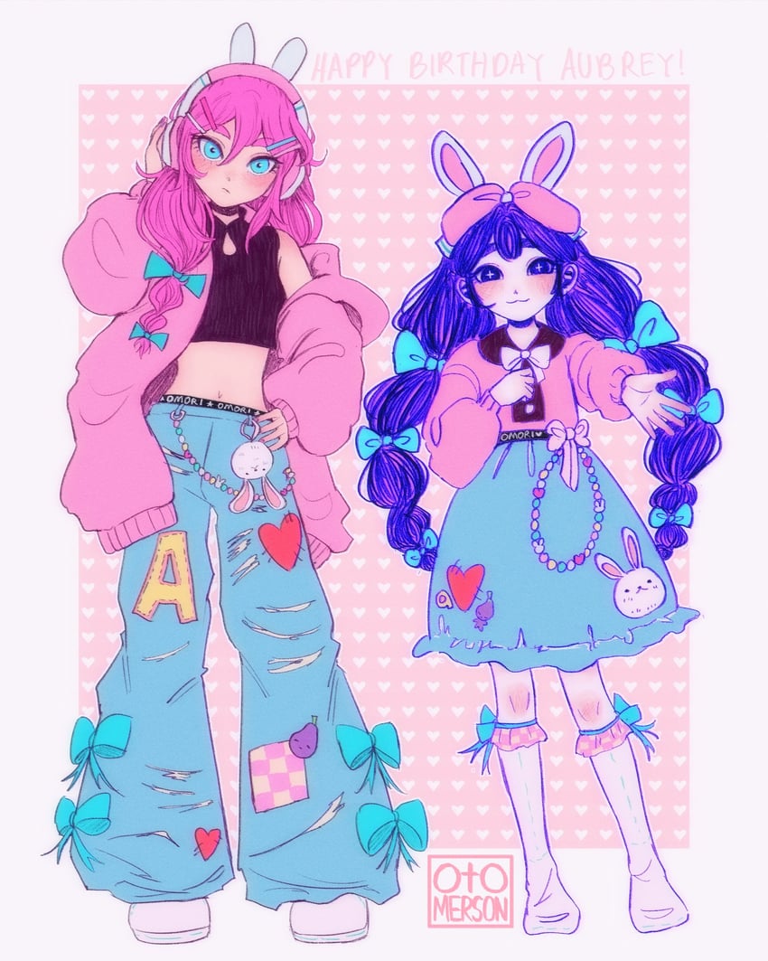 mr. plantegg, forest bunny, aubrey, and forest bunny? (omori) drawn by otomerson