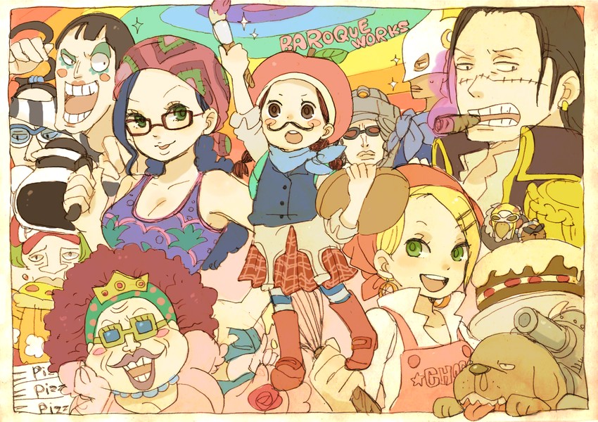 crocodile, galdino, bon clay, miss valentine, miss goldenweek, and 8 more (one piece) drawn by yukke