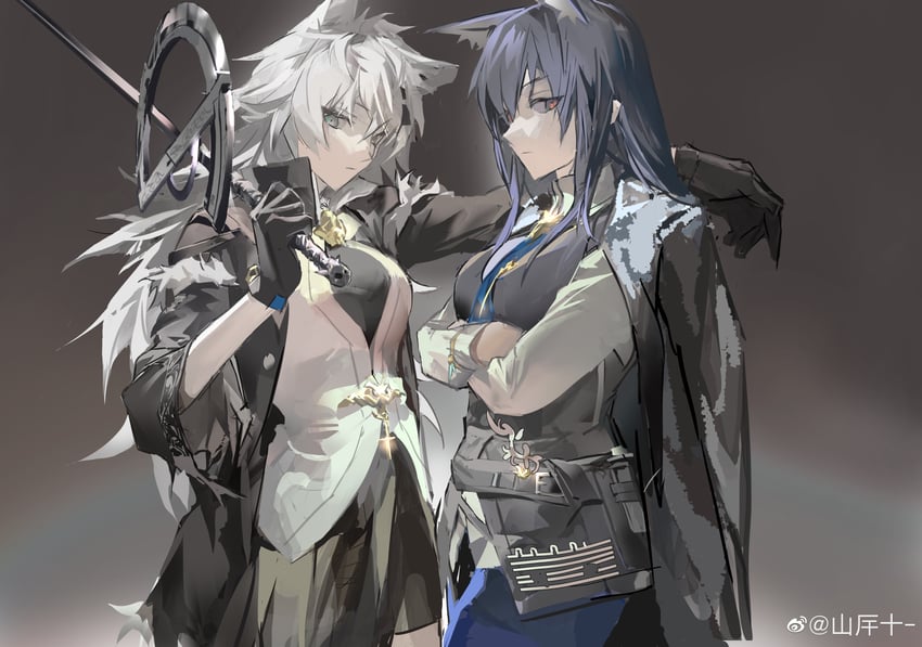 texas, lappland, and texas the omertosa (arknights) drawn by shan_han_shi-
