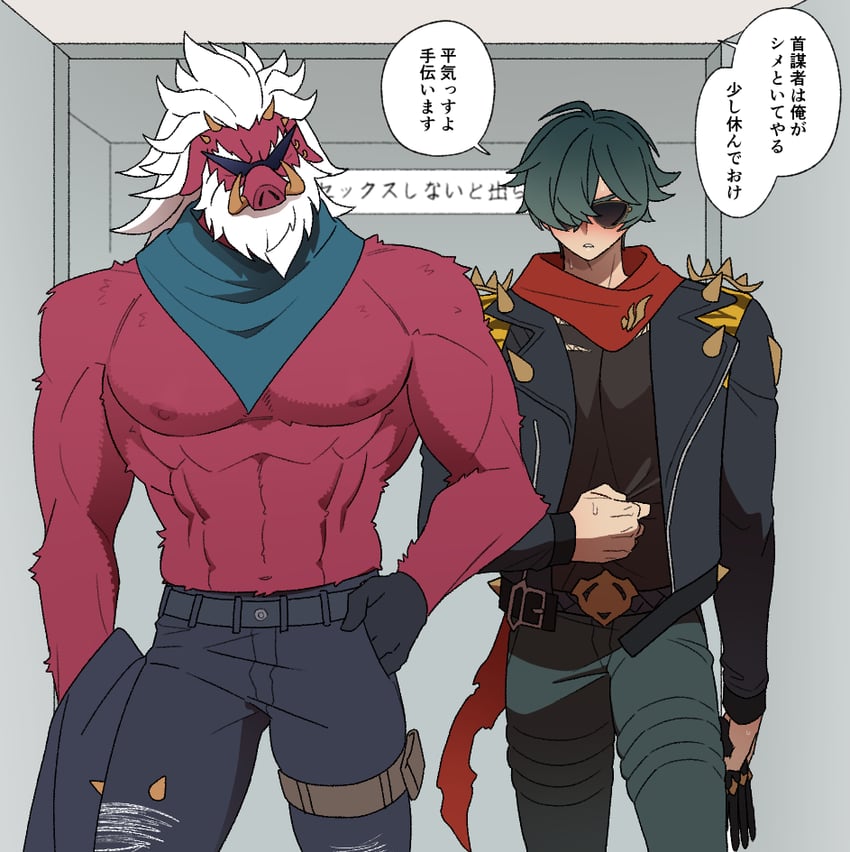 lighter and big daddy (zenless zone zero) drawn by syabeo