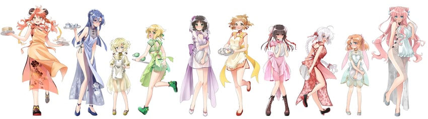 yukine chris, tachibana hibiki, akatsuki kirika, tsukuyomi shirabe, kazanari tsubasa, and 5 more (senki zesshou symphogear) drawn by lanlanlap
