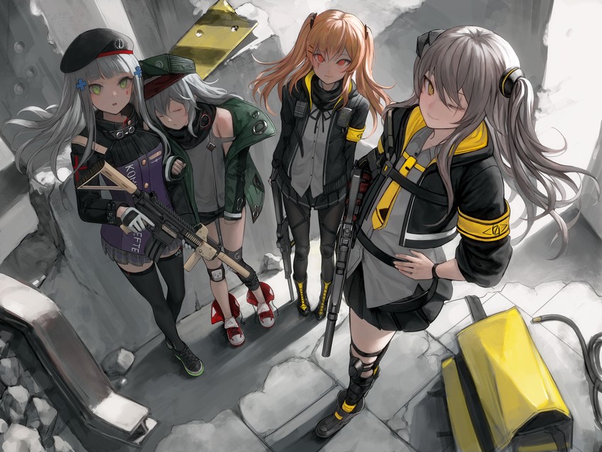 hk416, ump45, ump9, and g11 (girls' frontline) drawn by egk513