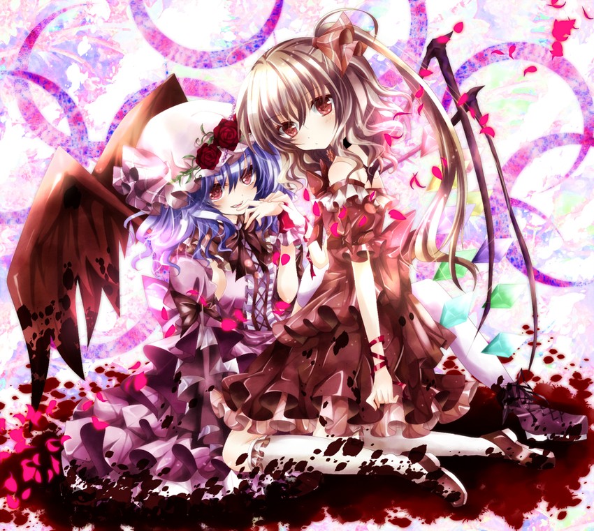 remilia scarlet and flandre scarlet (touhou) drawn by nanase_nao