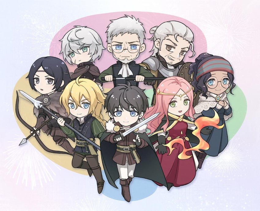 frederica aesfrost, serenoa wolffort, roland glenbrook, benedict pascal, anna pascal, and 3 more (triangle strategy) drawn by harukatang