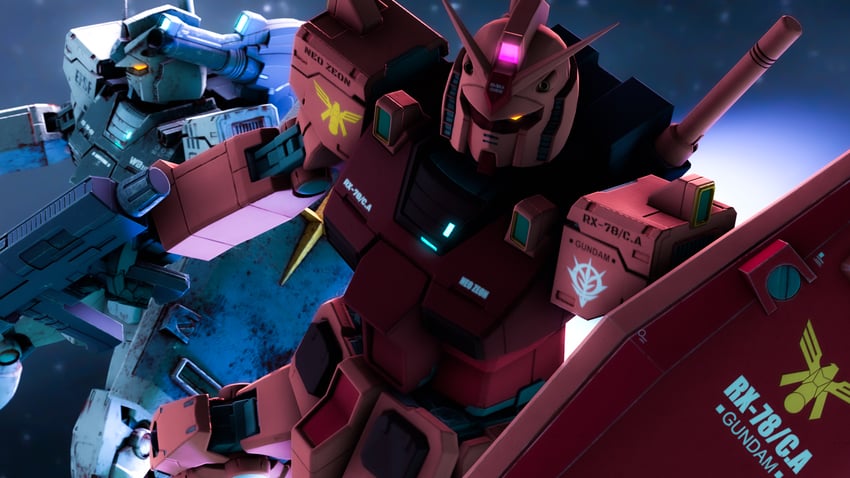 rx-78-2 gundam and rx-78-2 gundam casval custom (gundam and 2 more) drawn by annhan