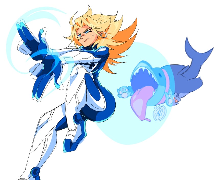 sue storm and jeff the land shark (marvel and 2 more) drawn by drag0nartzz