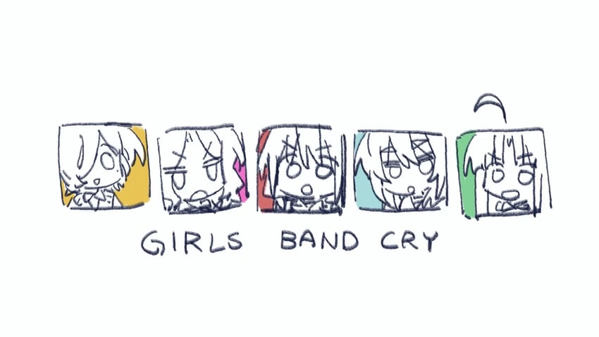 iseri nina, kawaragi momoka, awa subaru, ebizuka tomo, and rupa (girls band cry) drawn by pingke_box