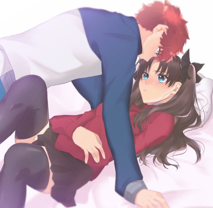 tohsaka rin and emiya shirou (fate and 1 more) drawn by toutou_(fufu0o)