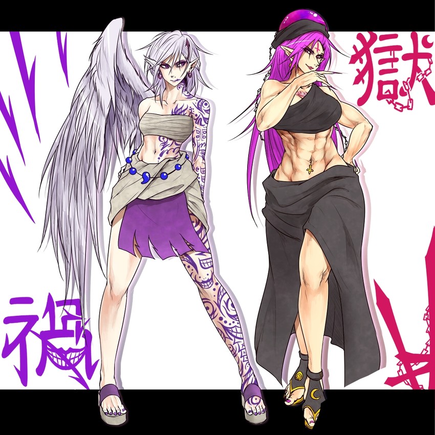 hecatia lapislazuli and kishin sagume (touhou) drawn by ryuuichi_(f_dragon)