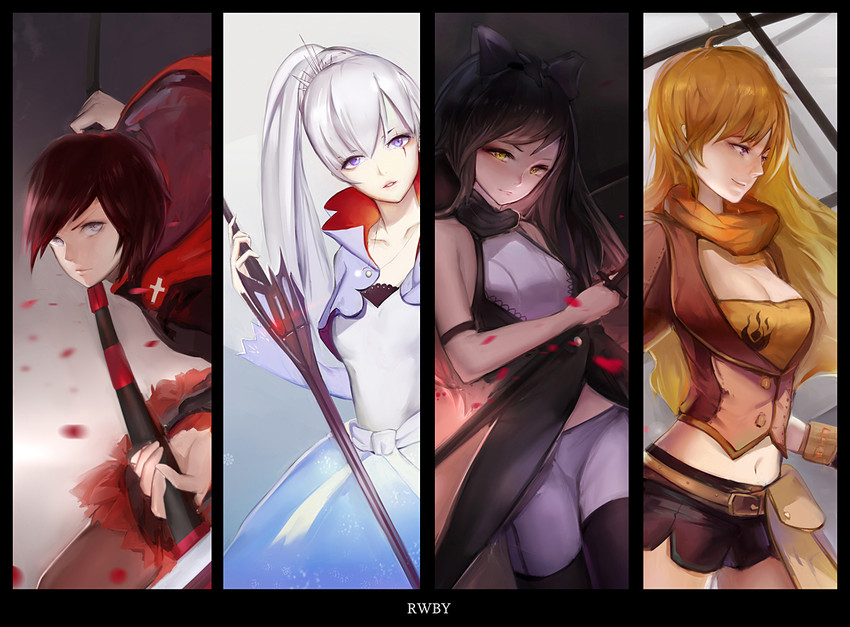 ruby rose, weiss schnee, yang xiao long, and blake belladonna (rwby) drawn by qqwew00123