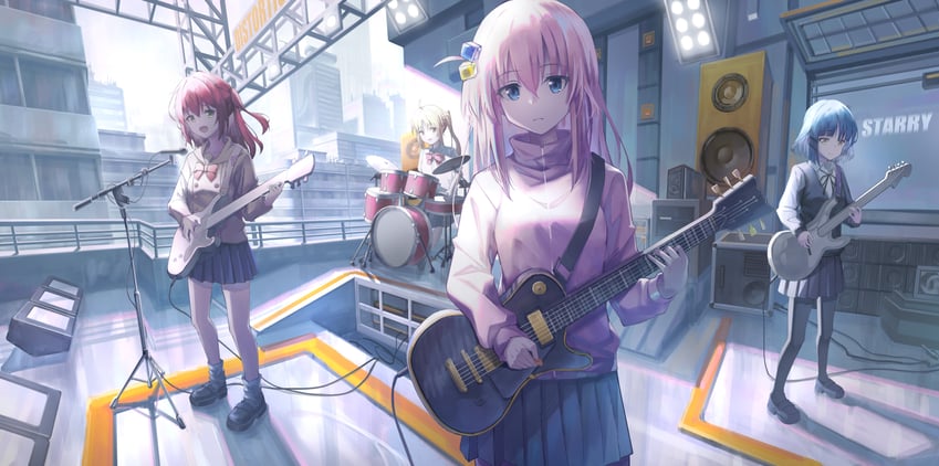 gotoh hitori, kita ikuyo, ijichi nijika, and yamada ryo (bocchi the rock!) drawn by pine50%