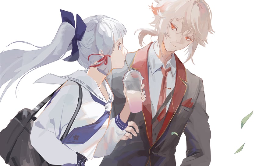 kamisato ayaka and kaedehara kazuha (genshin impact) drawn by iiumiarts