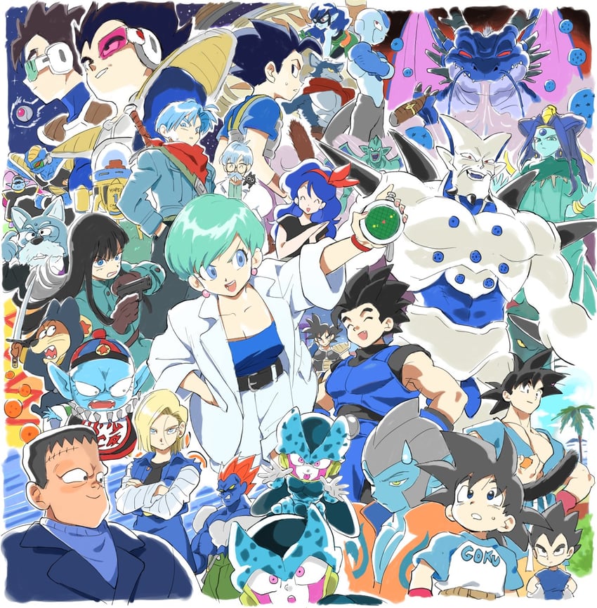 son goku, vegeta, android 18, bulma, trunks, and 26 more (dragon ball and 6 more) drawn by lado_(rado)