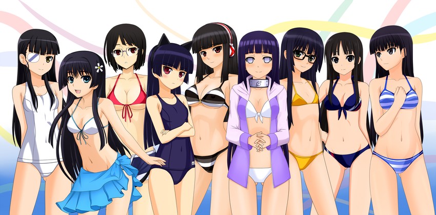 akiyama mio, hyuuga hinata, gokou ruri, saten ruiko, sakamoto mio, and 4 more (k-on! and 12 more) drawn by kenken