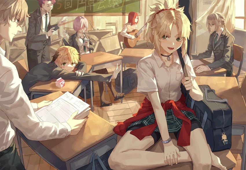 artoria pendragon, saber, mash kyrielight, mordred, gawain, and 4 more (fate and 1 more) drawn by tesin_(7aehyun)
