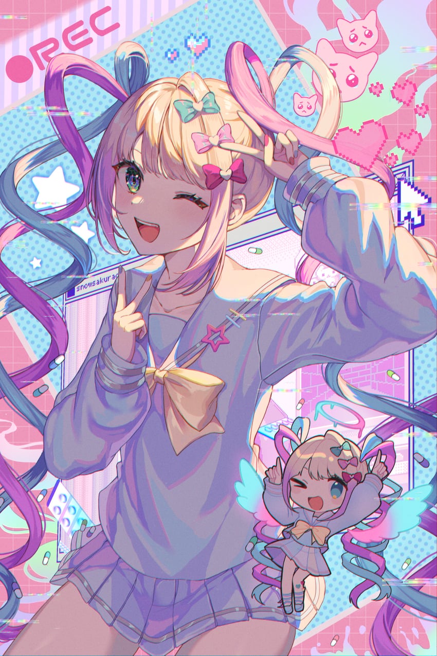chouzetsusaikawa tenshi-chan and pien cat (needy girl overdose) drawn by snowsakurachan