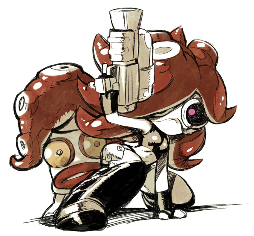 octoling player character, takozonesu, and octotrooper (splatoon and 1 more) drawn by murakami_hisashi