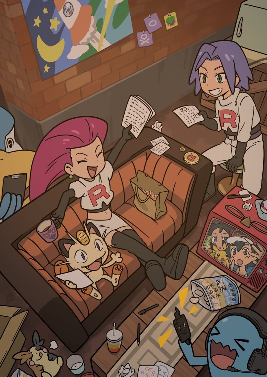 pikachu, ash ketchum, morpeko, jessie, james, and 8 more (pokemon and 1 more) drawn by shuan_0420